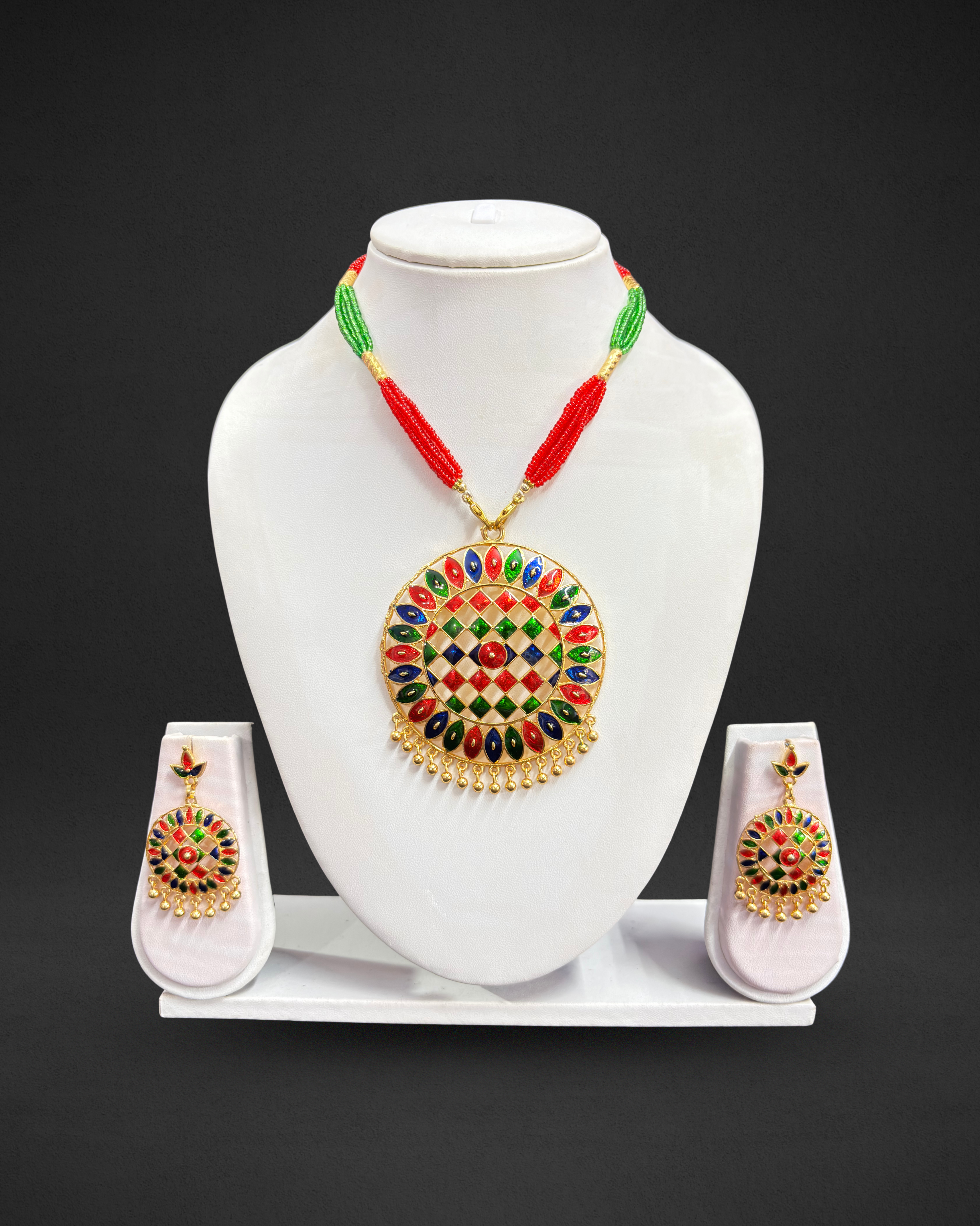 Assamese Multicolour Beaded Traditional Jewellery Set
