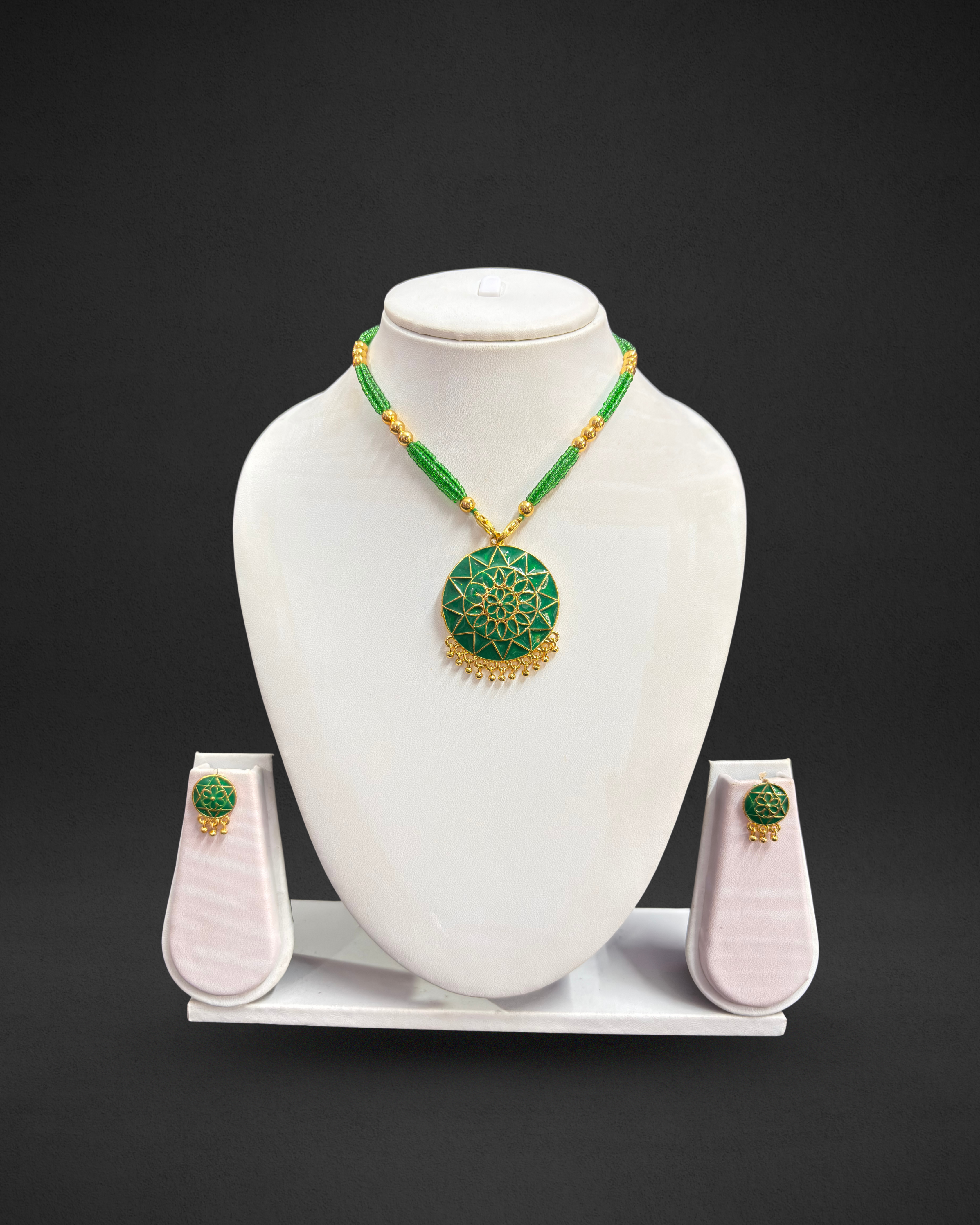 Assamese Green Beaded Traditional Necklace
