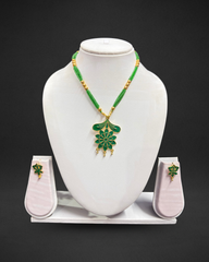 Assamese Traditional Green-Gold Golpata Necklace