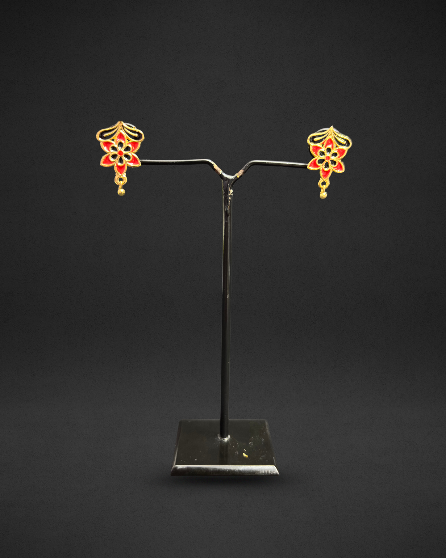 Assamese Traditional Red-Black Floral Necklace