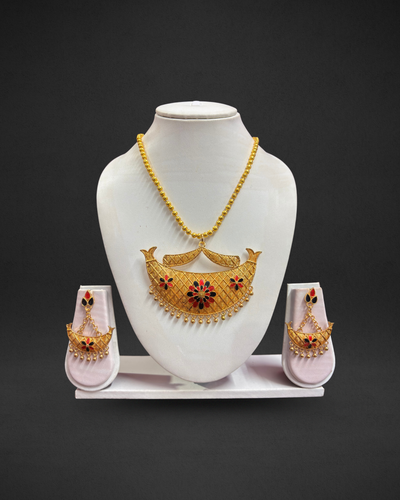 Traditional Assamese Boat-Shaped Gold Necklace