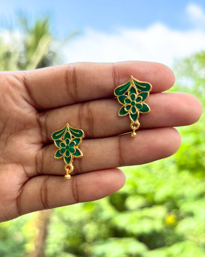 Assamese Traditional Green-Gold Golpata Necklace