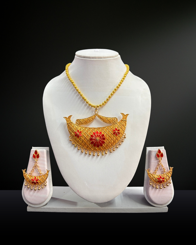 Traditional Assamese Boat-Shaped Gold Necklace