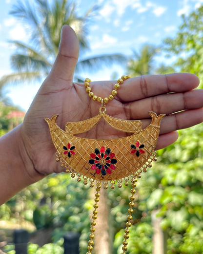Traditional Assamese Boat-Shaped Gold Necklace