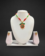 Assamese Green & Red Traditional Jewellery Set