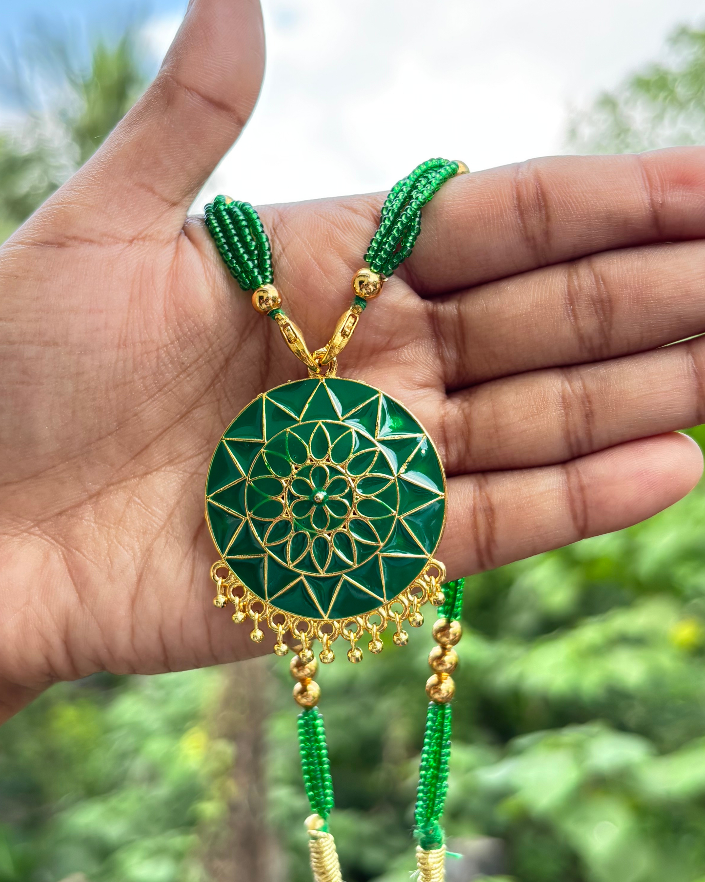 Assamese Green Beaded Traditional Necklace