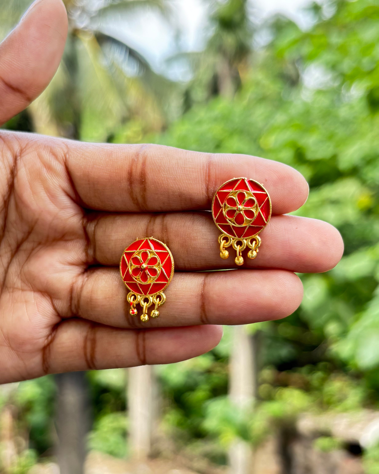 Assamese Red Beaded Traditional Jewellery Set