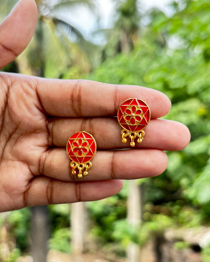 Assamese Red Beaded Traditional Jewellery Set
