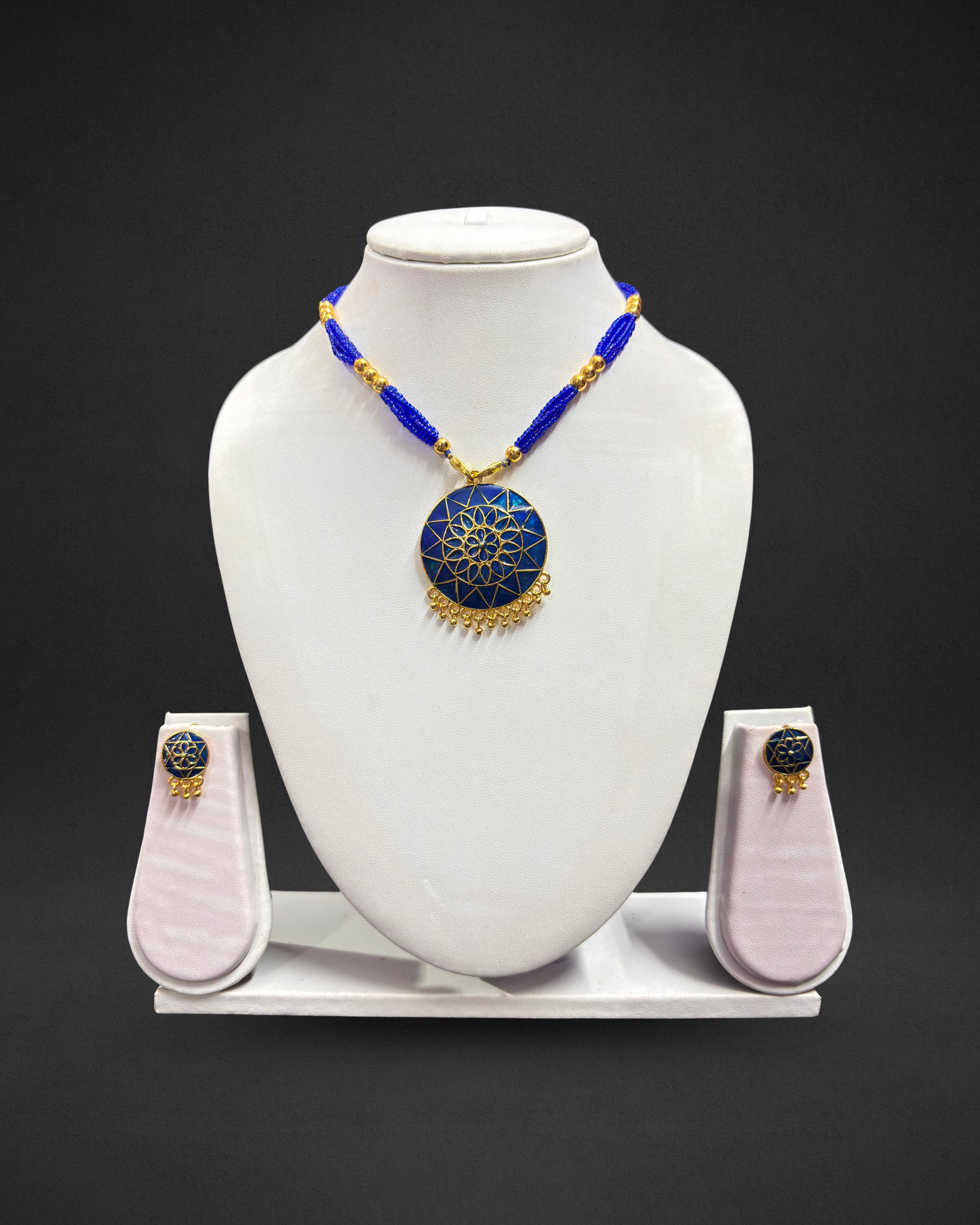 Assamese Blue Beaded Traditional Jewellery Set