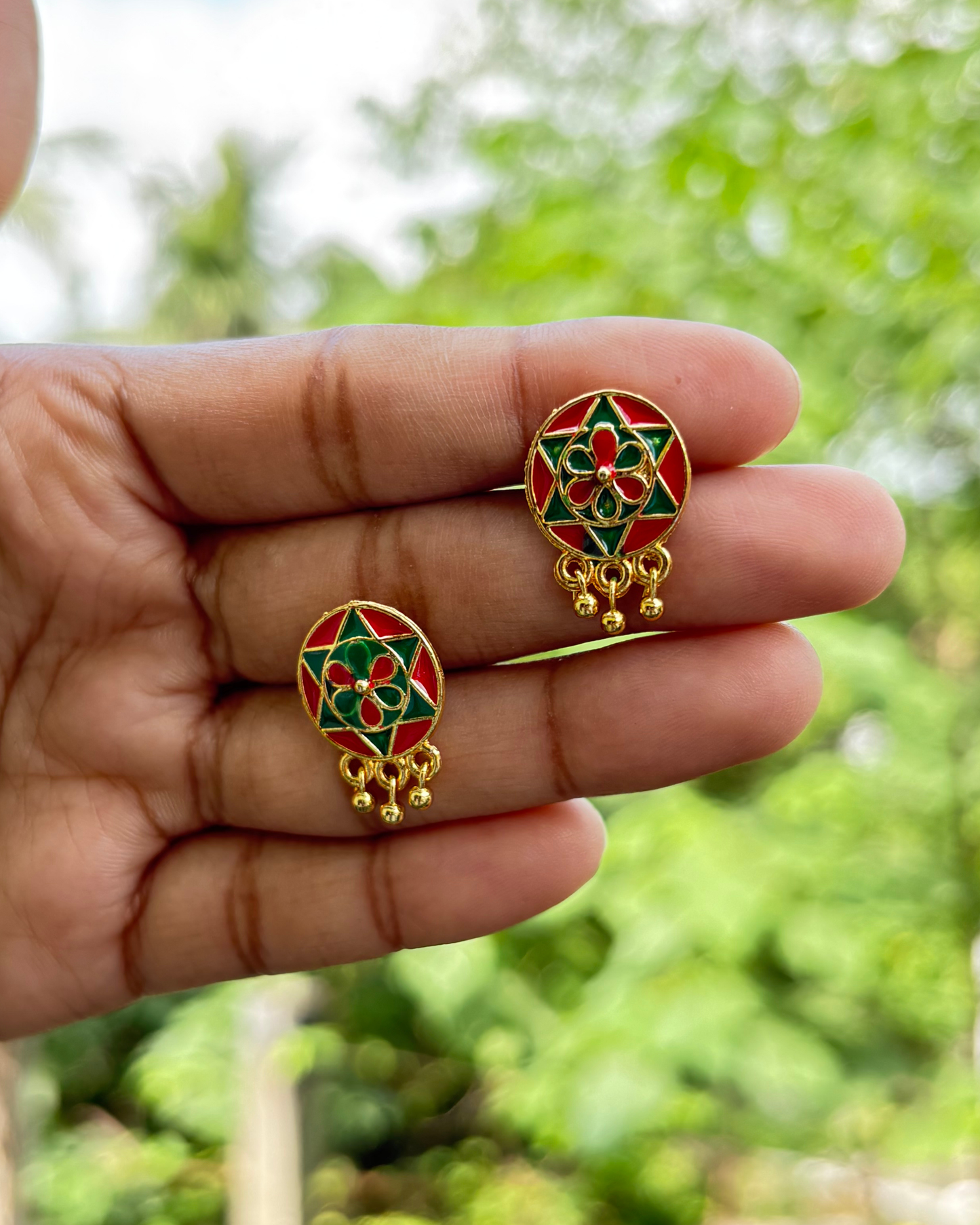 Assamese Red & Green Beaded Traditional Necklace