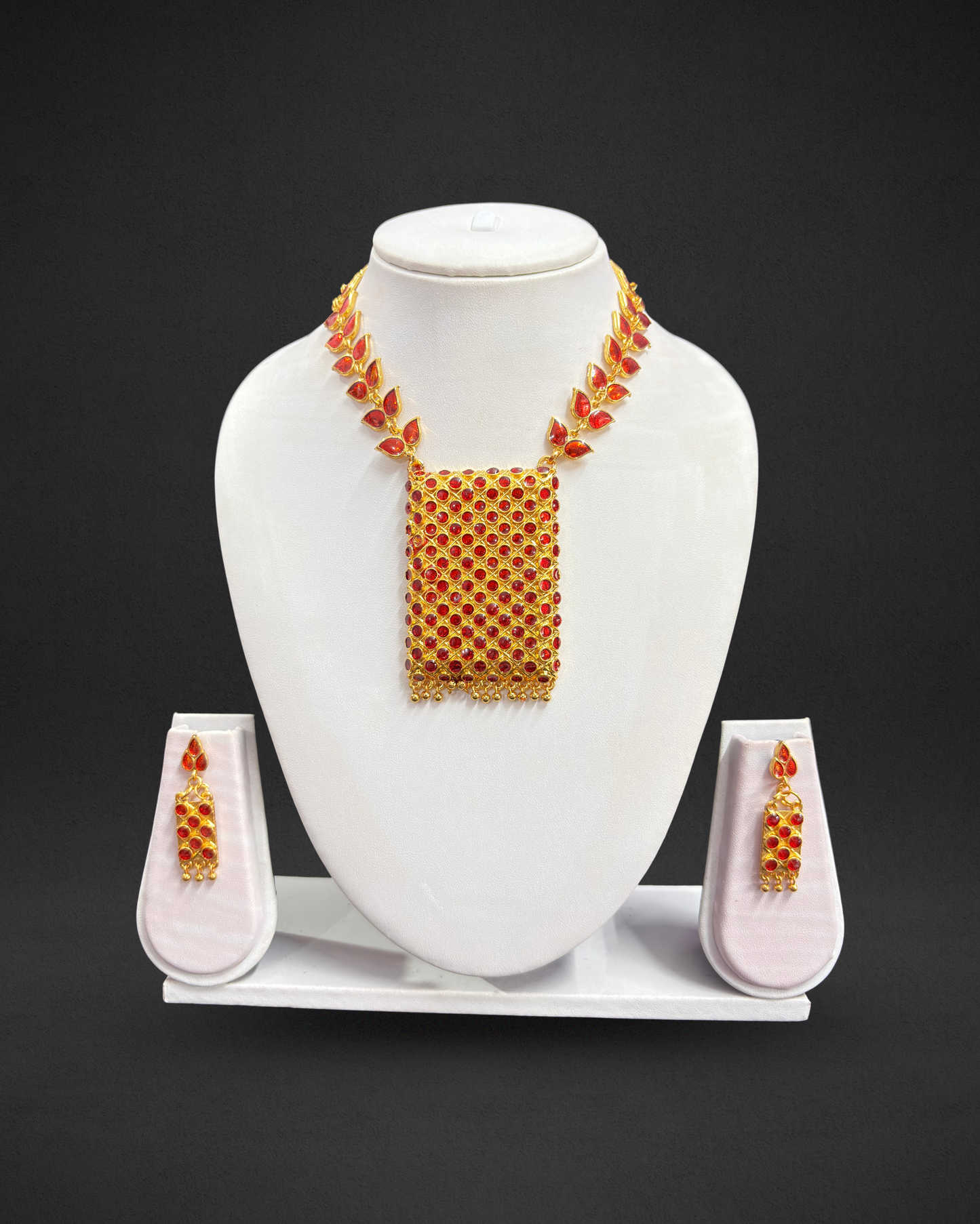 Assamese Red Golpata Traditional Necklace