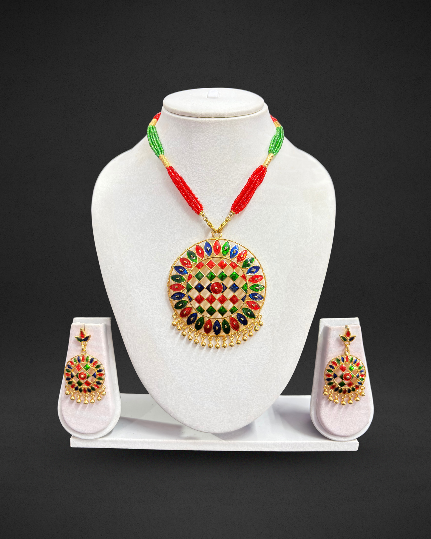 Assamese Multicolour Beaded Traditional Jewellery Set
