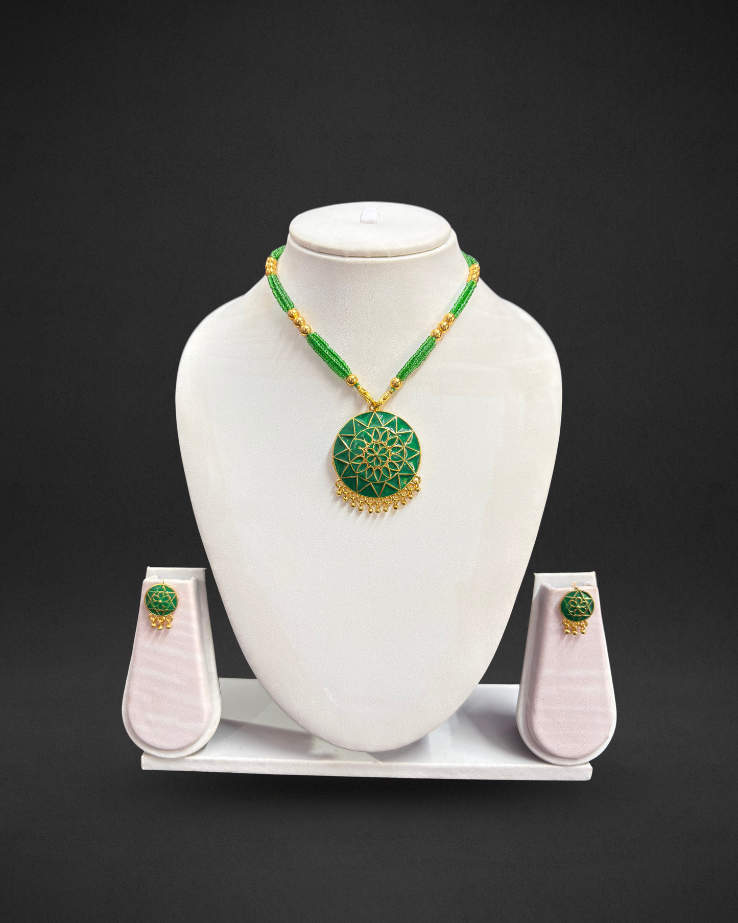 Assamese Green Beaded Traditional Necklace