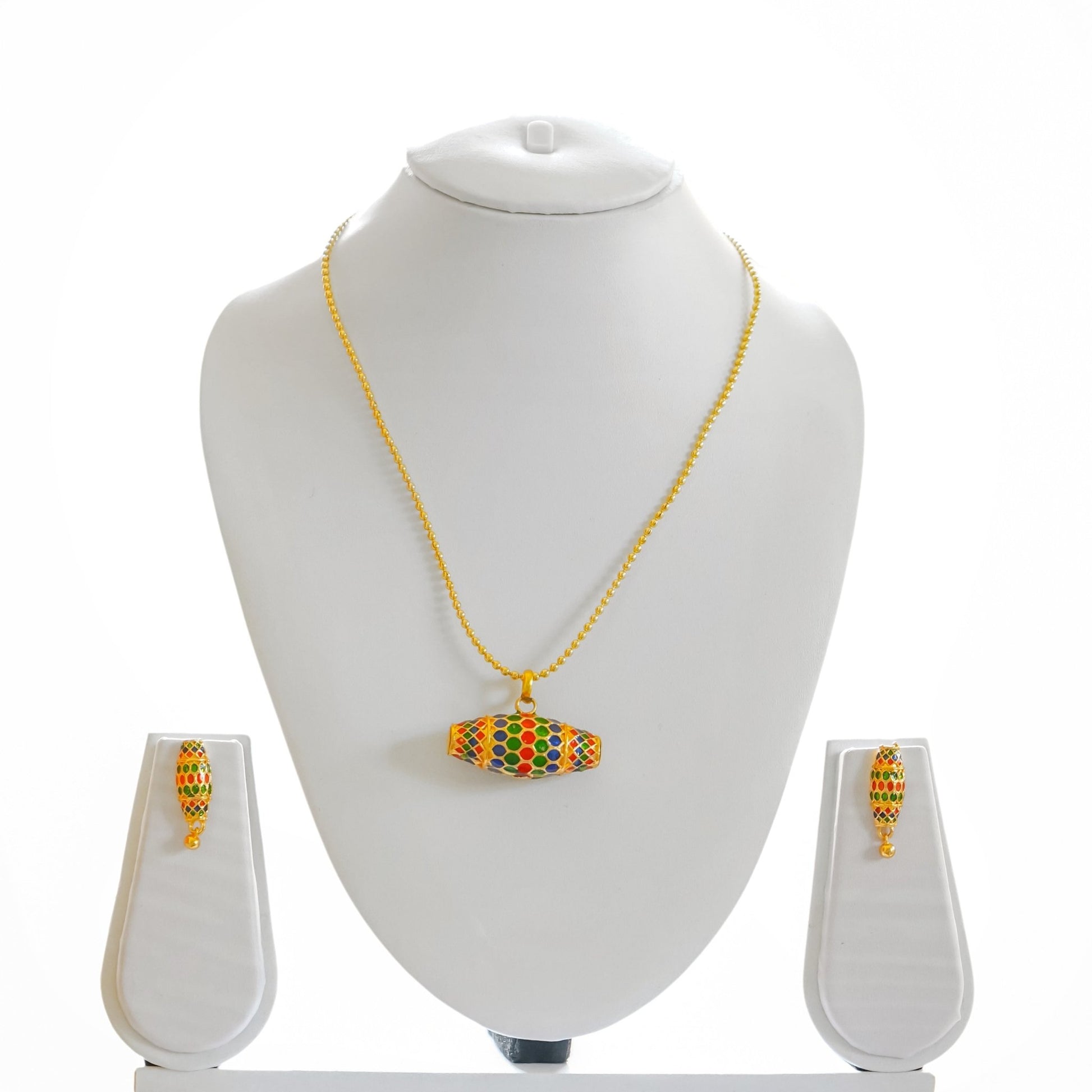 Assamese Dholbiri Meenakari Jewellery Set - Shannaya Jewels