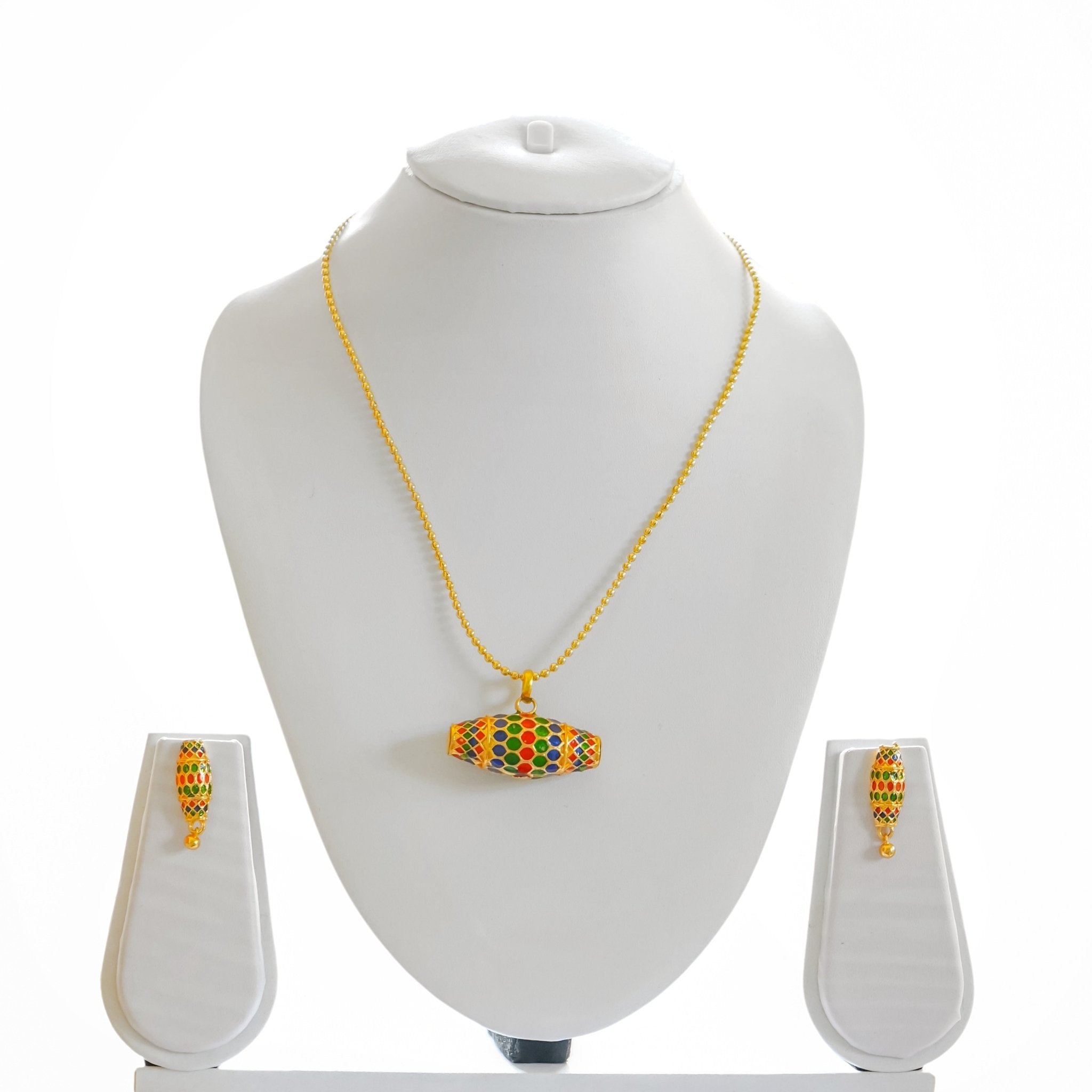 Assamese Dholbiri Meenakari Jewellery Set - Shannaya Jewels