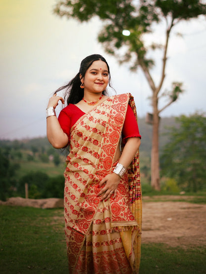 Assamese Traditional Red Bird Mala with Locket - Shannaya Jewels