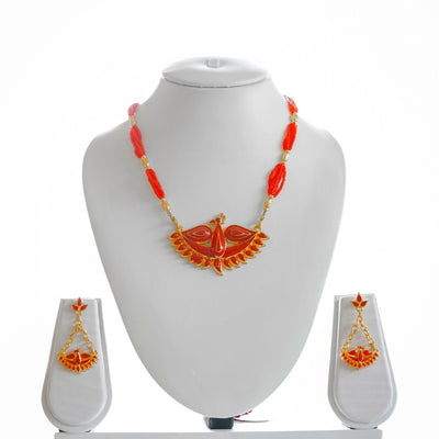 Assamese Traditional Red Bird Mala with Locket
