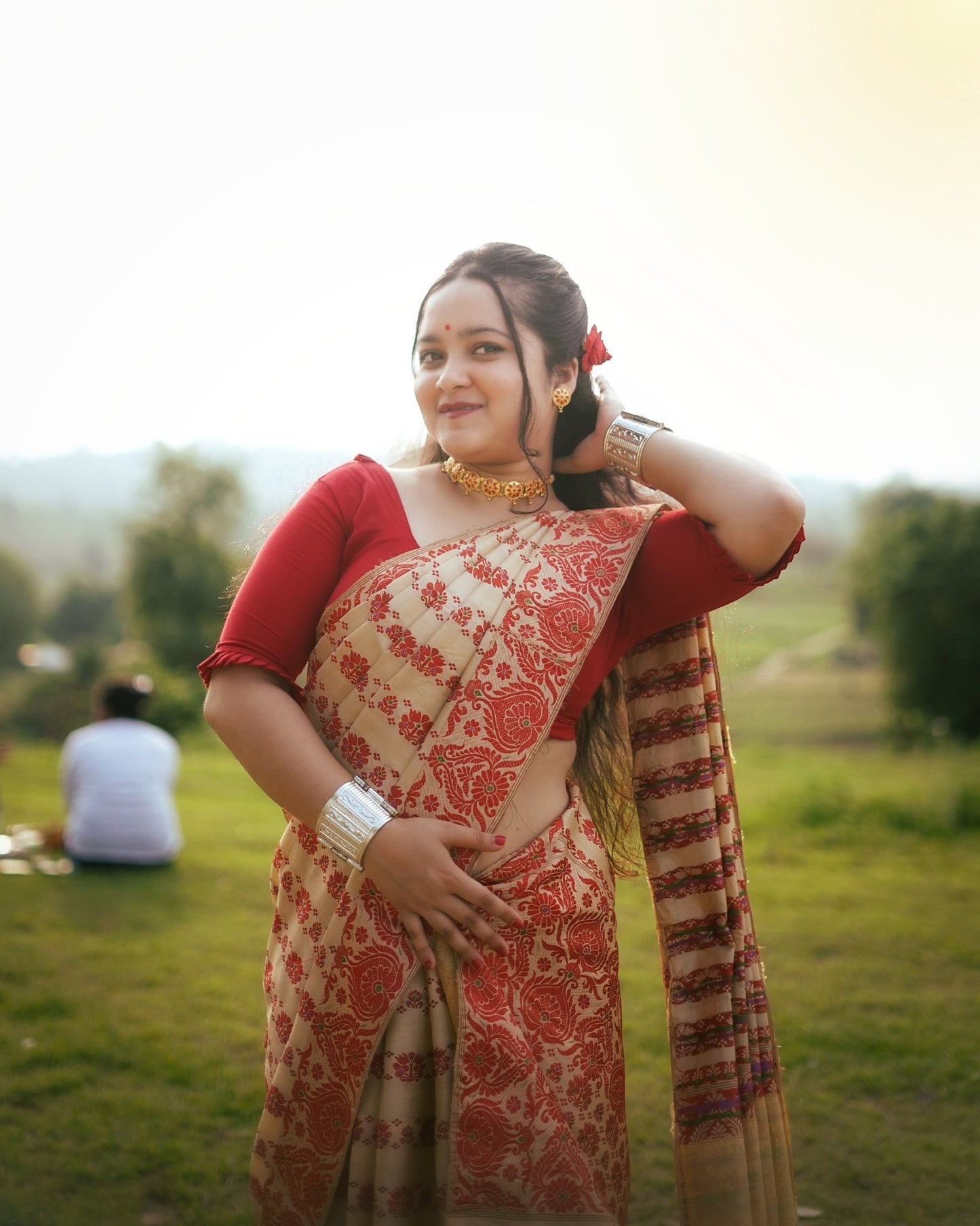 Traditional Assamese Gold - Plated Golpata Necklace Set - Shannaya Jewels