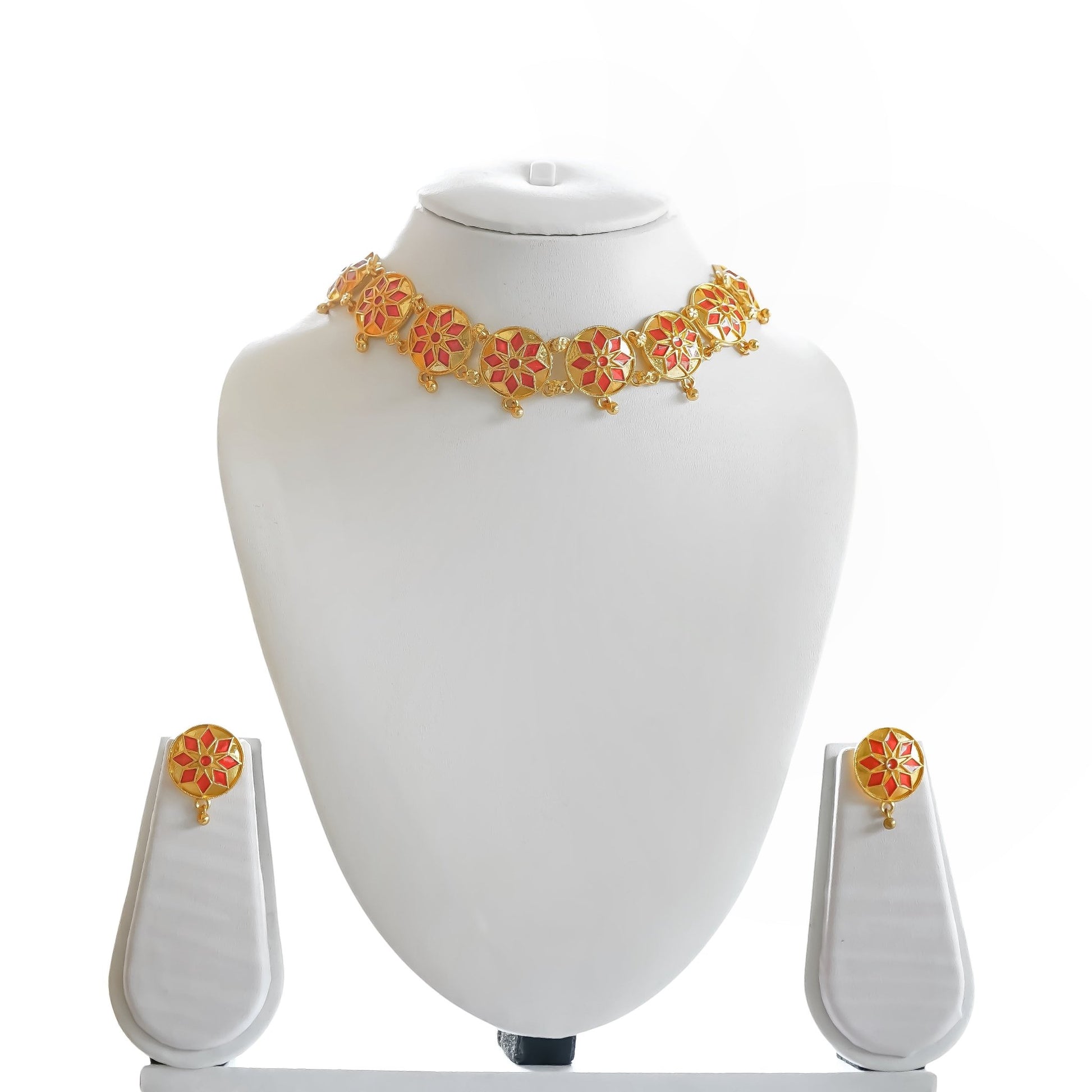 Traditional Assamese Gold - Plated Golpata Necklace Set - Shannaya Jewels